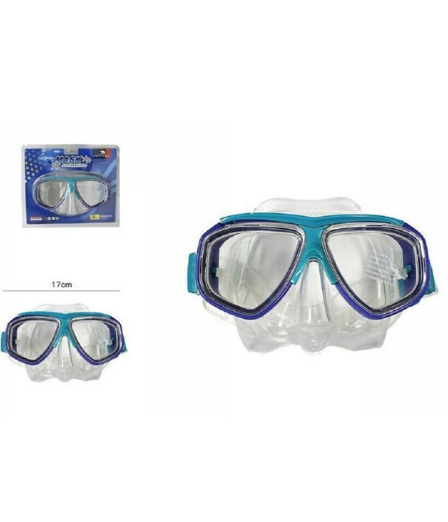 Maschera Per Immersioni Subacquee Snorkeling Sub Mare Piscina Colore Blu Azzurro         