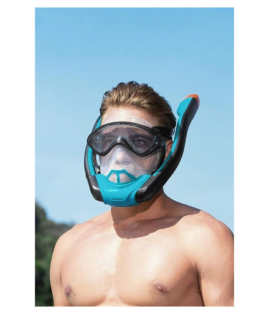 Maschera S/m Con 2 Boccagli Da Snorkeling Sub Per Mare Piscina Hydro-pro 24060         