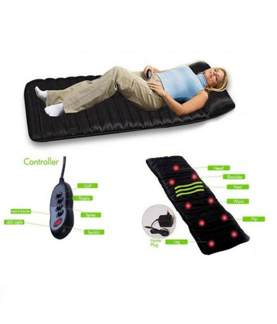 Materassino Massaggiante Vibrante A 9 Zone Con 4 Aree Vibranti Massaggio Shiatsu         