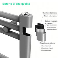 Scaldasalviette Termoarredo Bagno in Acciaio al Carbonio 800x550mm Radiatore Termoarredo Idraulico Antracitico