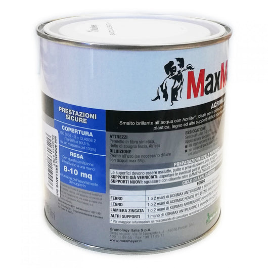 Max meyer acrimax 750ml smalto base acqua tutti i ral 8000, colore  marrone beige - ral 8024, brillantezza brillante