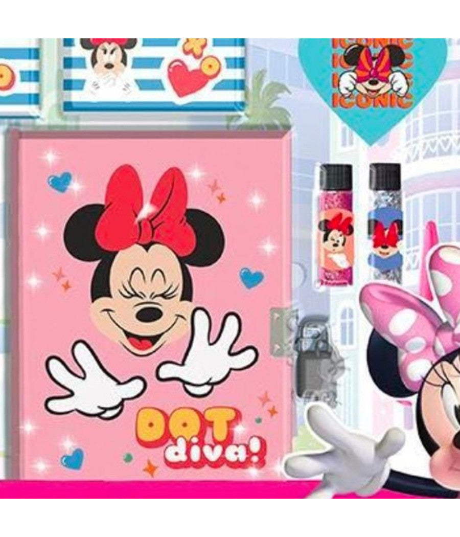 Maxi Set Diario Segreto Glitterato Minnie Disney Penna Accessori Gioco Bambina         