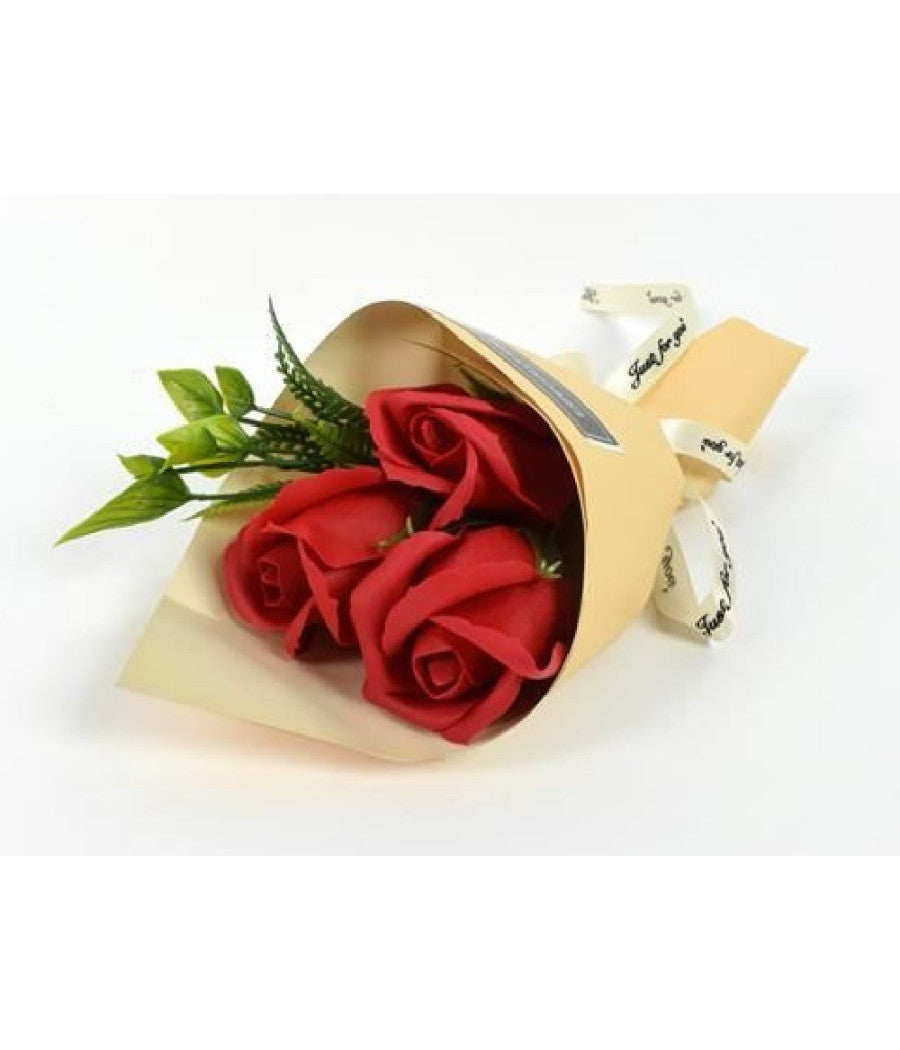 Mazzo Mazzettino Bouquet Di Rose Rosse Finte Con Foglie Regalo Per San Valentino         