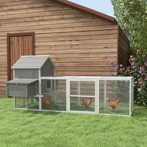 Pollaio da Giardino con Casetta per Galline Rampa e Area Aperta 310,5x149,5x149 cm  Grigio