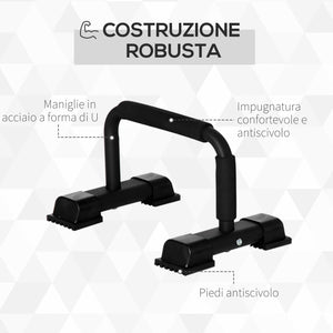 Set 2 Barre per Dip Parallele 36x25x20 cm Impugnatura Antiscivolo in Acciaio Nero