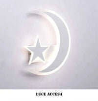 APPLIQUE A LED DA PARETE LAMPADA LUNA LUCE BIANCA CON STELLA LUCE CALDA FREDDA NATURALE 11W