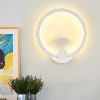 APPLIQUE ANELLO IN VETRO DA PARETE LUCE BIANCA LAMPADA LED INTERNO 9W Luce Naturale 4000k