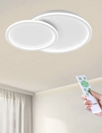 Plafoniera Da Soffitto LED Design 2 Cerchi 45W Con 3 colori di luce 3000k a 6500k Dimmerabile