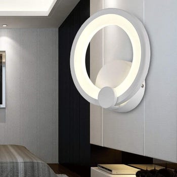 APPLIQUE ANELLO IN VETRO DA PARETE LUCE BIANCA LAMPADA LED INTERNO 9W Luce Naturale 4000k