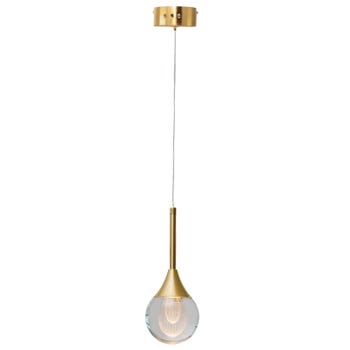 Lampadario A Sospensione LED Sferico Vetro Dorato Decorativo Pendente 5W 3000k