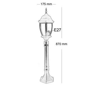 LAMPIONE DA GIARDINO CON PALO A TERRA 87CM LUCE E27 LANTERNA IN VETRO DA ESTERNO COLORE BIANCO