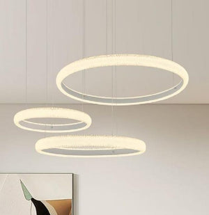 Lampadario a Sospensione da Soffitto LED Design 3 Anelli Sospesi Moderno 60 W luce naturale