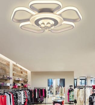 Lampadario da soffitto LED Plafoniera design moderno fiore cristalli IP20 50W luce fredda 6500k