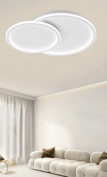 Plafoniera Da Soffitto LED Design 2 Cerchi 45W Con 3 colori di luce 3000k a 6500k Dimmerabile