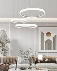 Lampadario a Sospensione da Soffitto LED Design 3 Anelli Sospesi Moderno 60 W luce naturale