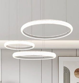 Lampadario a Sospensione da Soffitto LED Design 3 Anelli Sospesi Moderno 60 W luce fredda 6500k