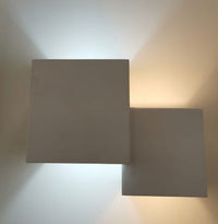 Applique LED Lampada Parete Gesso Moderno Doppio Quadrato Cubo Verniciabile