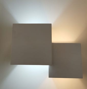 Applique LED Lampada Parete Gesso Moderno Doppio Quadrato Cubo Verniciabile