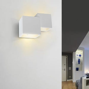 Applique LED Lampada Parete Gesso Moderno Doppio Quadrato Cubo Verniciabile