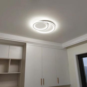 Plafoniera Da Soffitto LED Design 2 Cerchi 45W Con 3 colori di luce 3000k a 6500k Dimmerabile