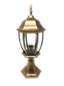 Lampione da giardino 49cm lanterna in vetro e27 luce da esterno alluminio es45 Bronzo