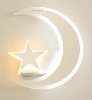 APPLIQUE A LED DA PARETE LAMPADA LUNA LUCE BIANCA CON STELLA LUCE CALDA FREDDA NATURALE 11W