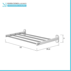 Mensola a muro portasciugamani con 4 bracci Gedy serie Febo in acciaio inox cromato 