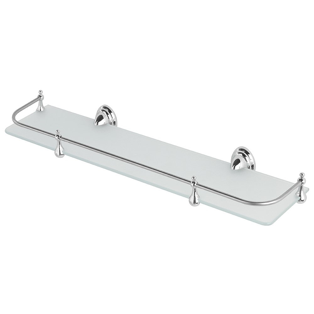 Mensola Bagno in Vetro satinato e Metallo Cromo  Larghezza 52 cm