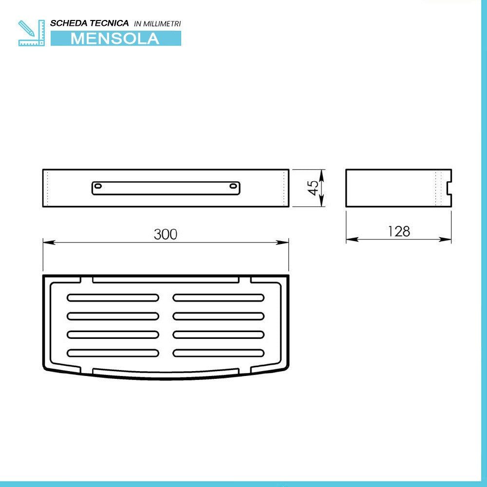 Mensola doccia portaoggetti nero opaco in acciaio inox fissaggi inclusi