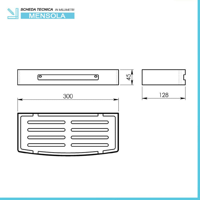Mensola doccia portaoggetti nero opaco in acciaio inox fissaggi inclusi