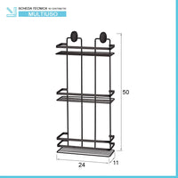 Mensola doccia porta oggetti nero 3 ripiani con supporti inclusi