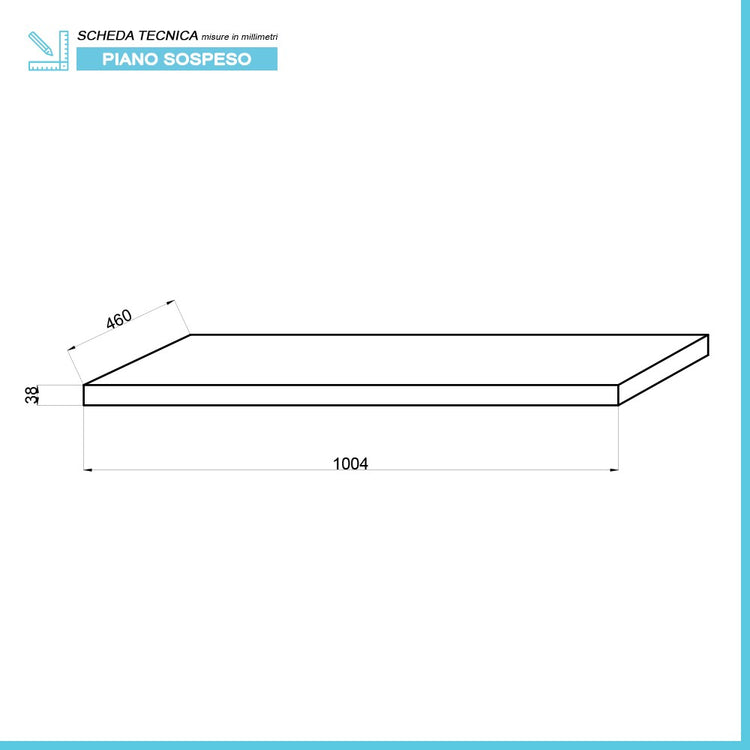 Mensola per lavabo d'appoggio 100 cm in legno rovere naturale Linea