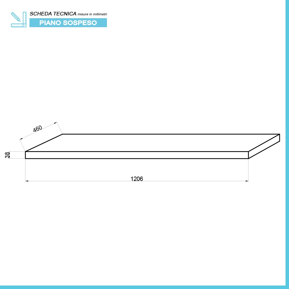 Mensola per lavabo d'appoggio 120 cm in legno rovere naturale Linea