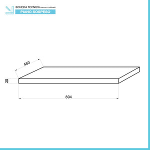 Mensola per lavabo d'appoggio 80 cm in legno rovere fossile Linea