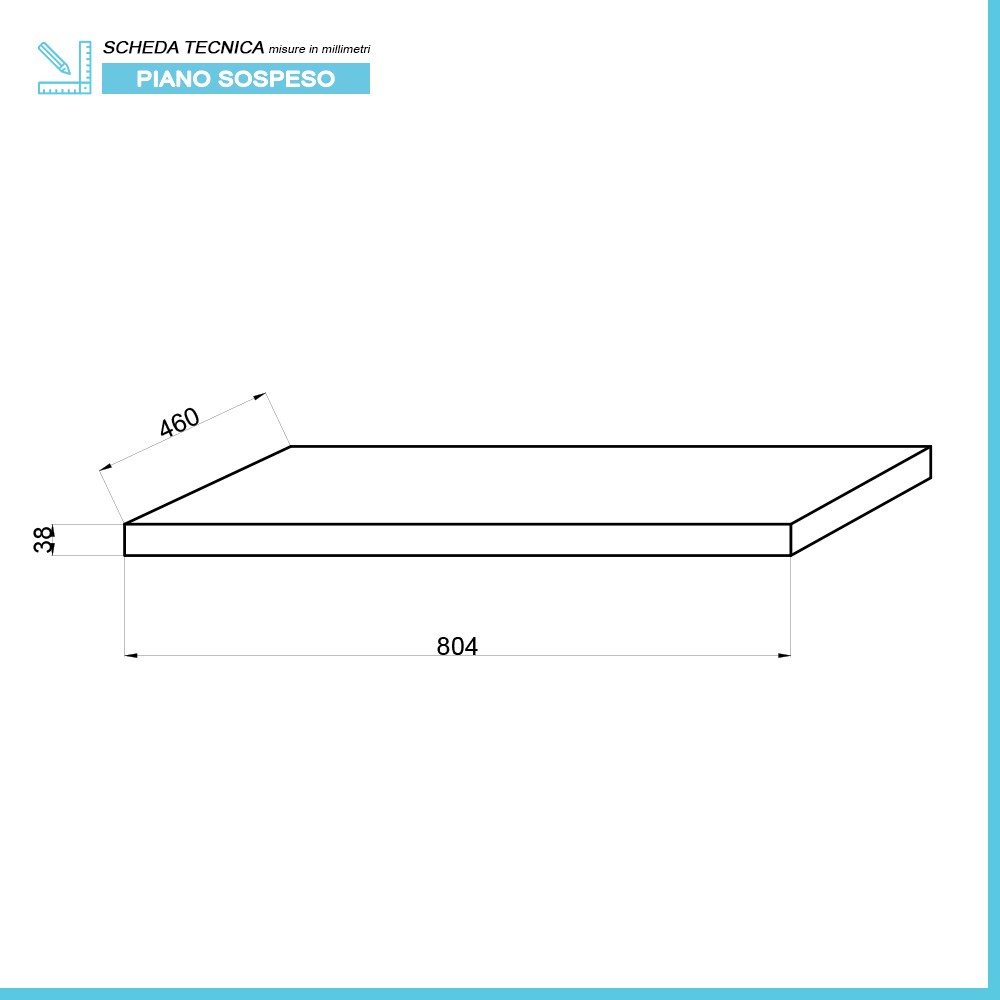 Mensola per lavabo d'appoggio 80 cm in legno rovere naturale Linea