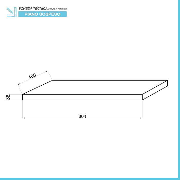 Mensola per lavabo d'appoggio 80 cm in legno rovere naturale Linea