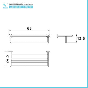 Mensola portasalviette doppia Gedy serie Project in acciaio inox satinato