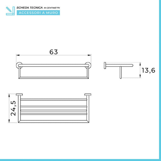 Mensola portasalviette doppia Gedy serie Project in acciaio inox satinato