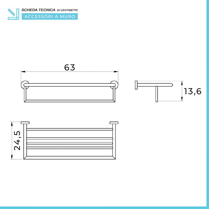 Mensola portasalviette doppia Gedy serie Project in acciaio inox satinato