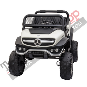 Auto Elettrica per Bambini Mercedes Unimog 12V 4x4 2 Posti-Bianco