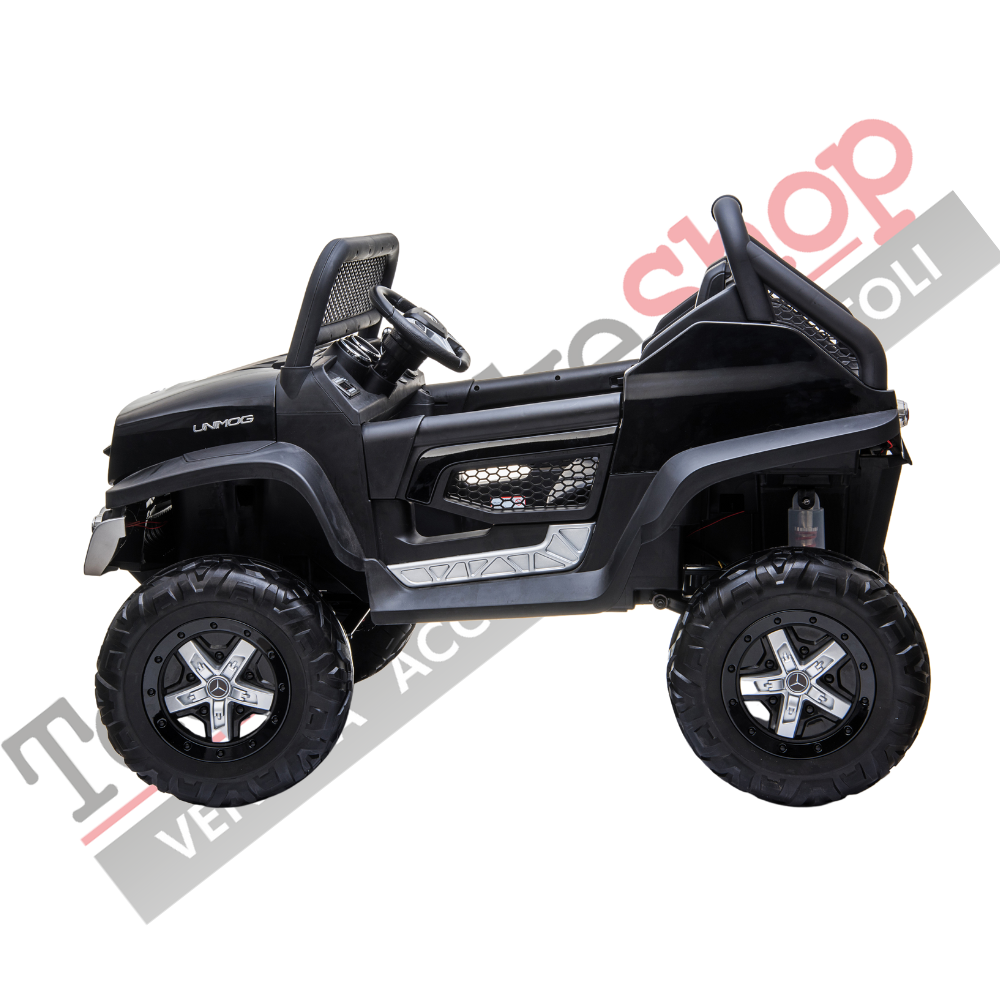 Auto Elettrica per Bambini Mercedes Unimog 12V 4x4 2 Posti-Nero