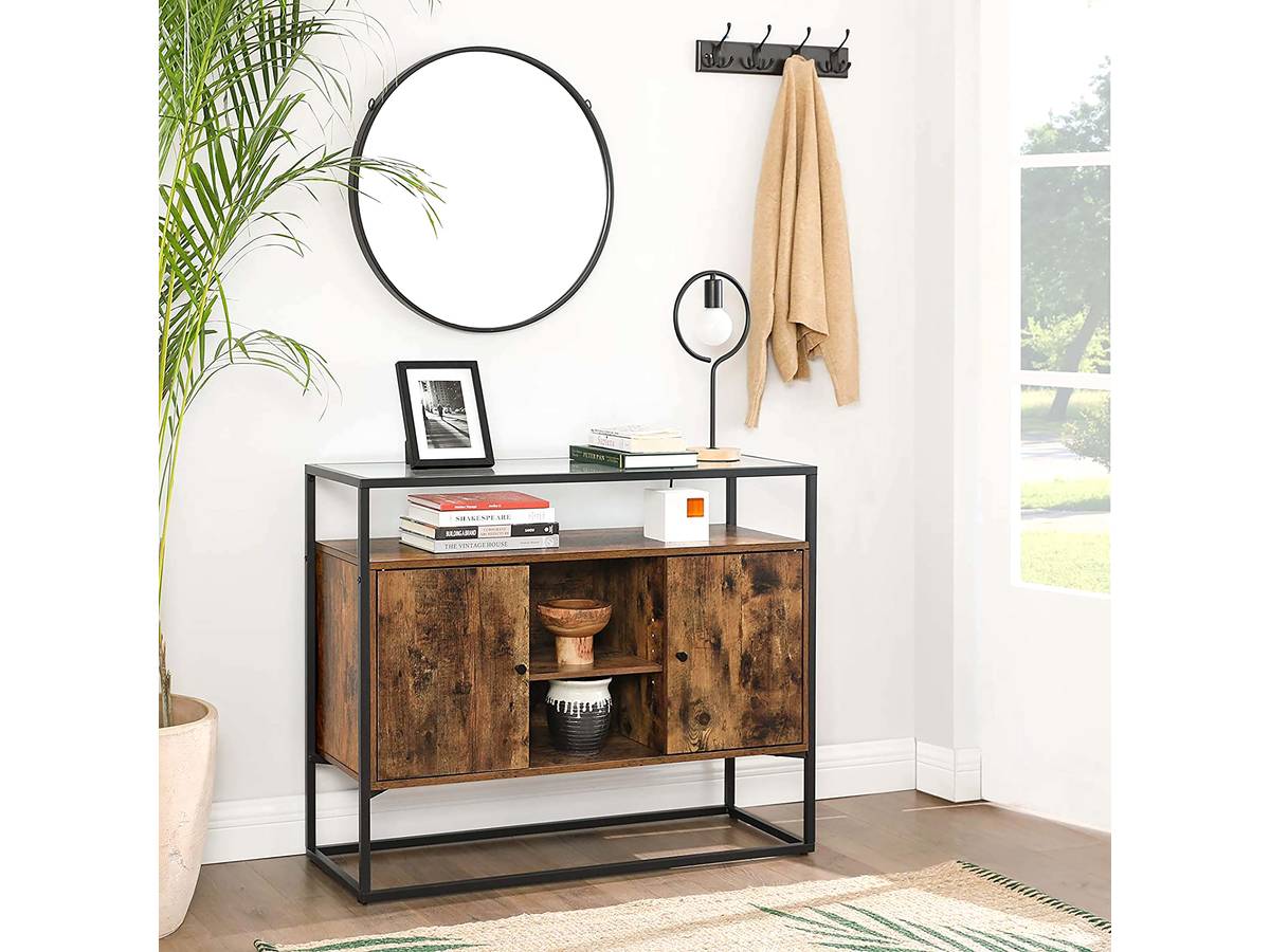 Credenza Lowell 100x35x80 cm  Marrone rustico/nero