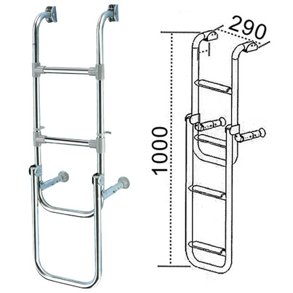 Scaletta inox modello omega per specchio di poppa