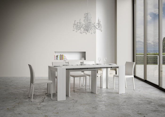 Consolle Allungabile 90-198x42x78 cm in Nobilitato Bianco