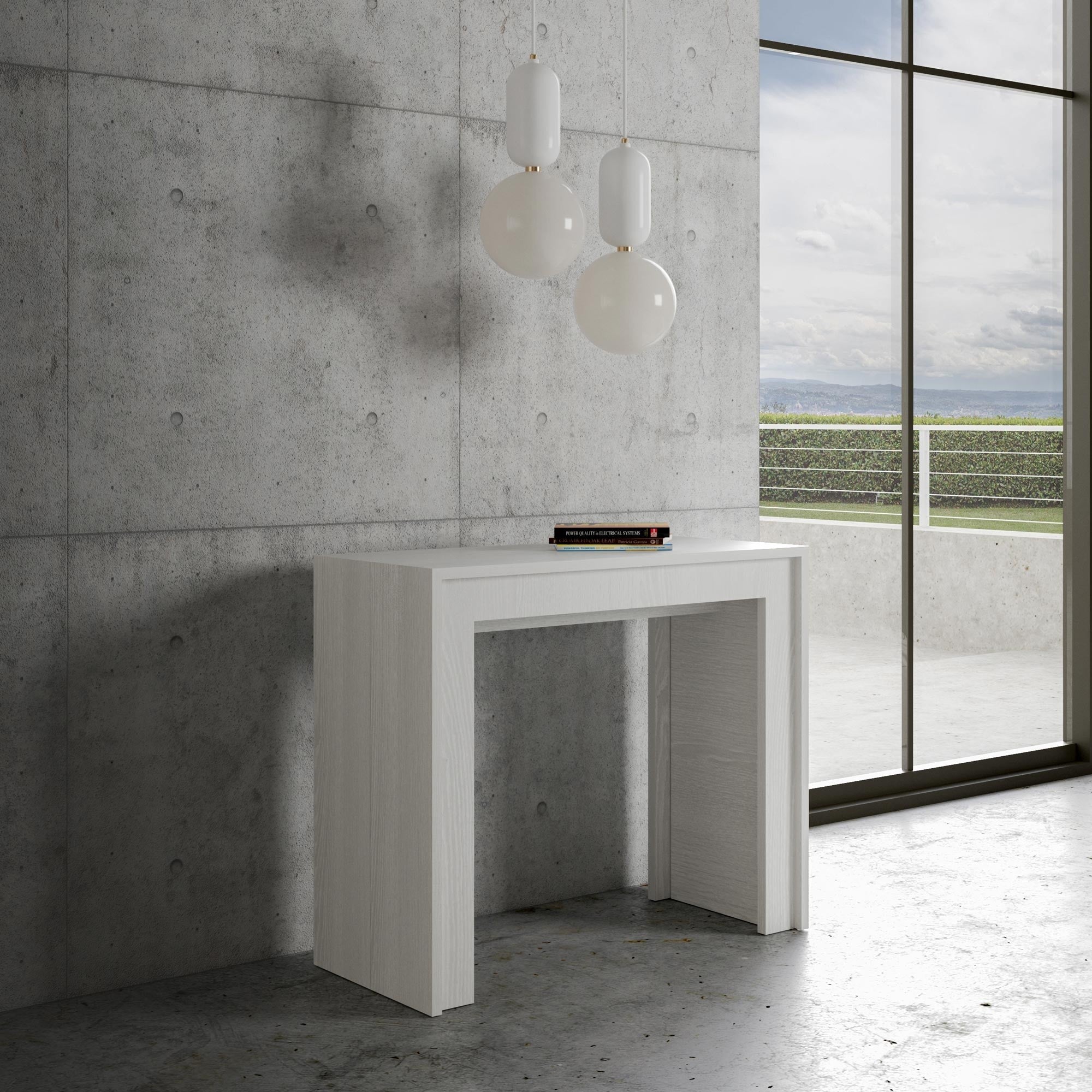 Consolle Allungabile 90-198x42x78 cm in Nobilitato Bianco