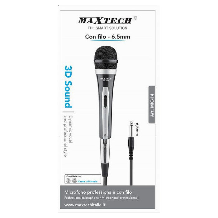 Microfono Dinamico Cablato Con Cavo Jack 6.5mm Tasto On-off Xlr 2mt Fm-787 Mic-14         