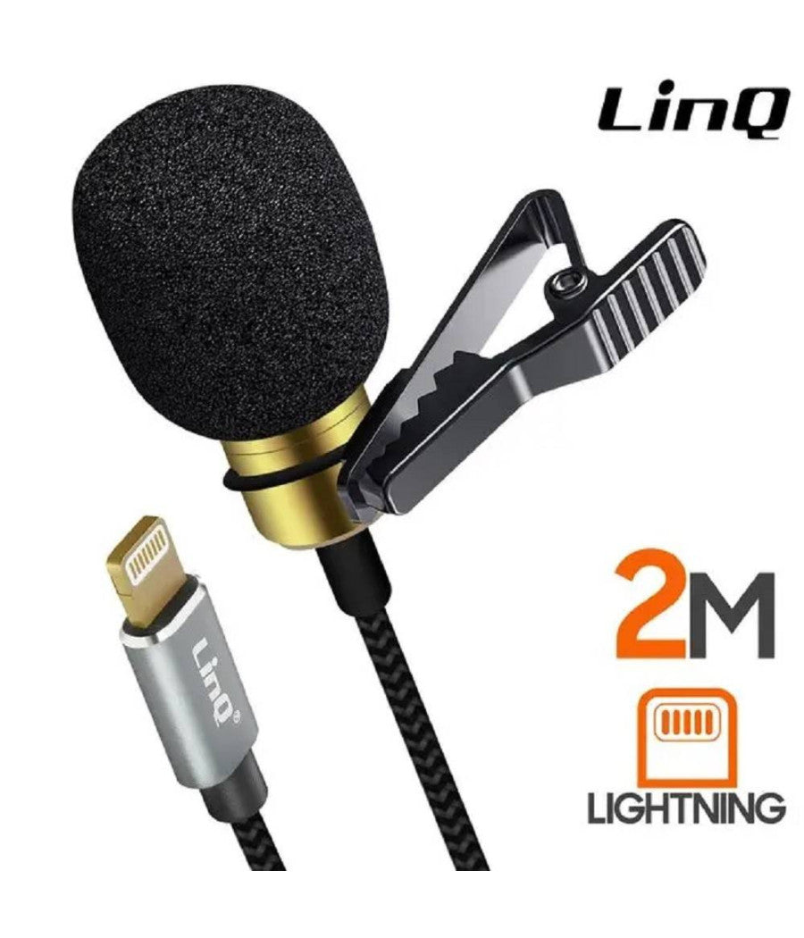 Microfono Lavalier Lightning Suono Omnidirezionale A 360° Cavo 2 Metri Lt3542m         