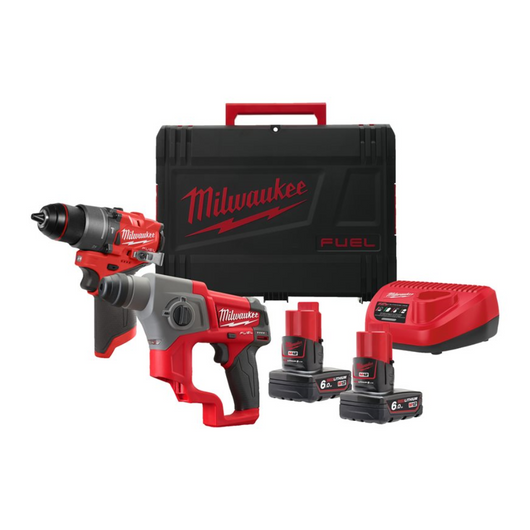 Kit Utensili a Batteria Tassellatore MILWAUKEE M12 FPP2F2-602X + Trapano