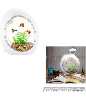 Mini Acquario Completo Q3 Capacita' 6.5 Litri Potenza 2.6w Led Incorporata         