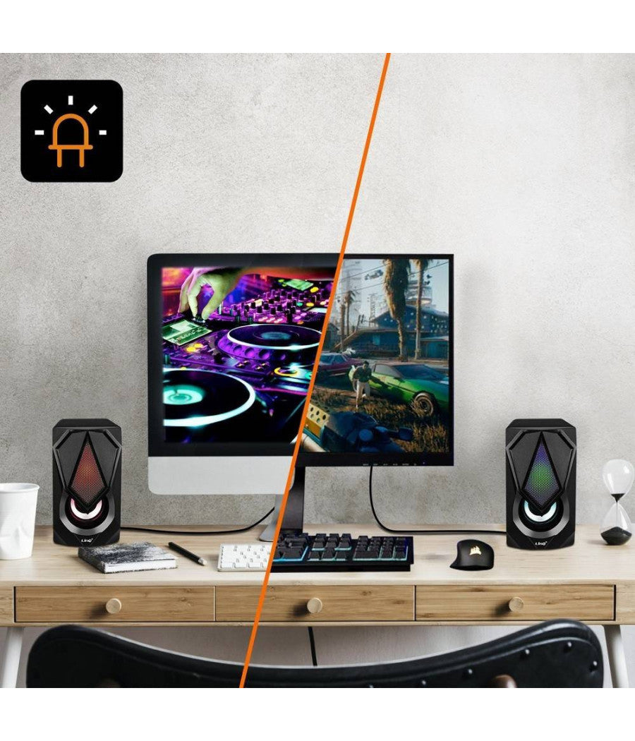 Mini Altoparlante Casse Usb 2.0 Speaker Con Luce Led Rgb Pc Multimediale A4000         